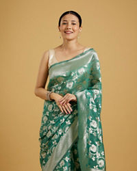 Mohey Women Sea Green Symphony Saree