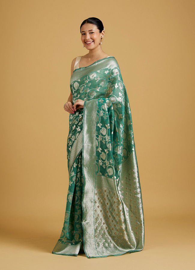 Mohey Women Sea Green Symphony Saree