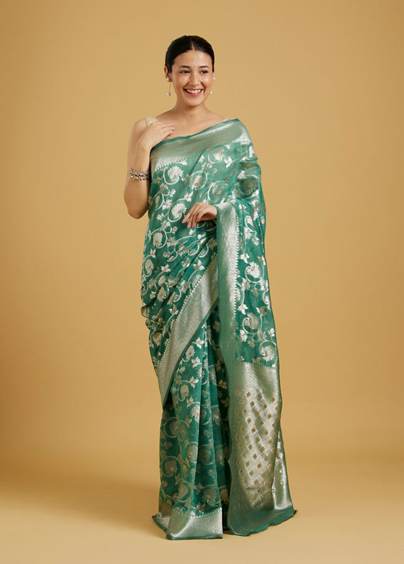 Mohey Women Sea Green Symphony Saree