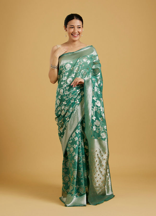 Mohey Women Sea Green Symphony Saree image number 0