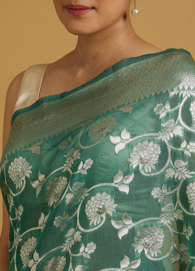 Mohey Women Sea Green Symphony Saree