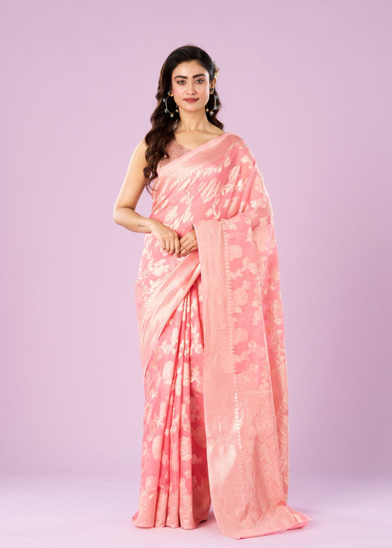 Mohey Women Pink Festive Elegance Saree