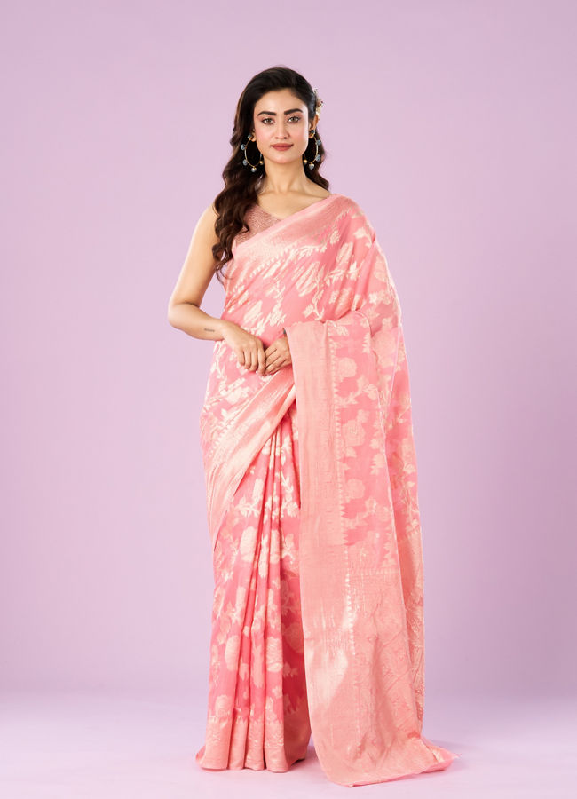Mohey Women Pink Festive Elegance Saree