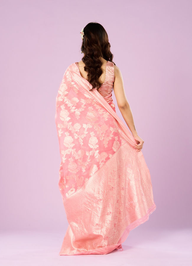 Mohey Women Pink Festive Elegance Saree
