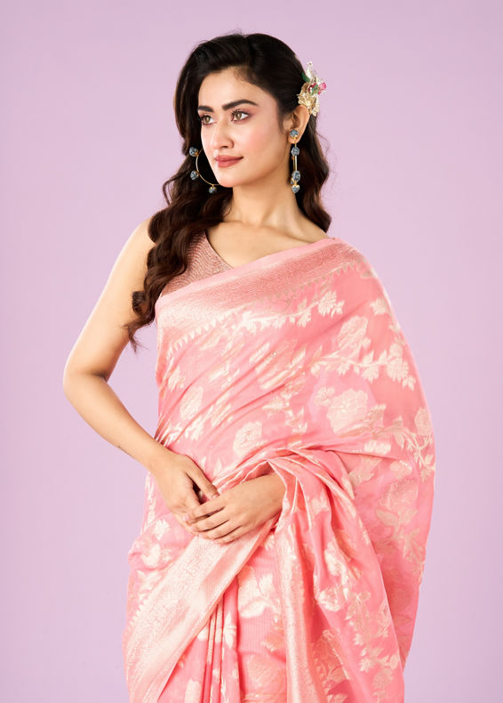 Mohey Women Pink Festive Elegance Saree