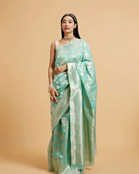 Mohey Women Sea Green Bel Buti Patterned Saree