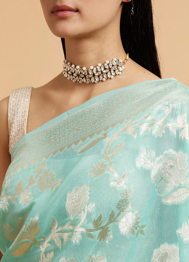 alt message - Mohey Women Sea-Green Radiance Saree image number 3