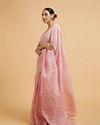 Mohey Women Baby Pink Floral Vine Embroidered Saree