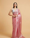 Mohey Women Rose Pink Sequin Embellished Saree with Rhinestone Border image number 0