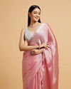 Mohey Women Rose Pink Sequin Embellished Saree with Rhinestone Border image number 1