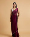 Wine Red Sequin Embellished Saree with Rhinestone Border
