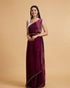 Mohey Women Wine Red Sequin Embellished Saree with Rhinestone Border