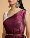 Mohey Women Wine Red Sequin Embellished Saree with Rhinestone Border image number 3