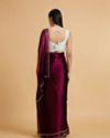 Mohey Women Wine Red Sequin Embellished Saree with Rhinestone Border