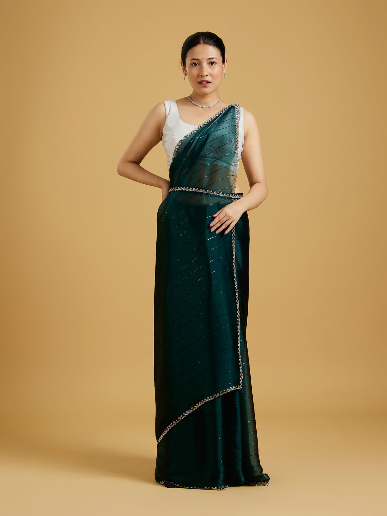 Mohey Women Timeless Tranquility Green Saree