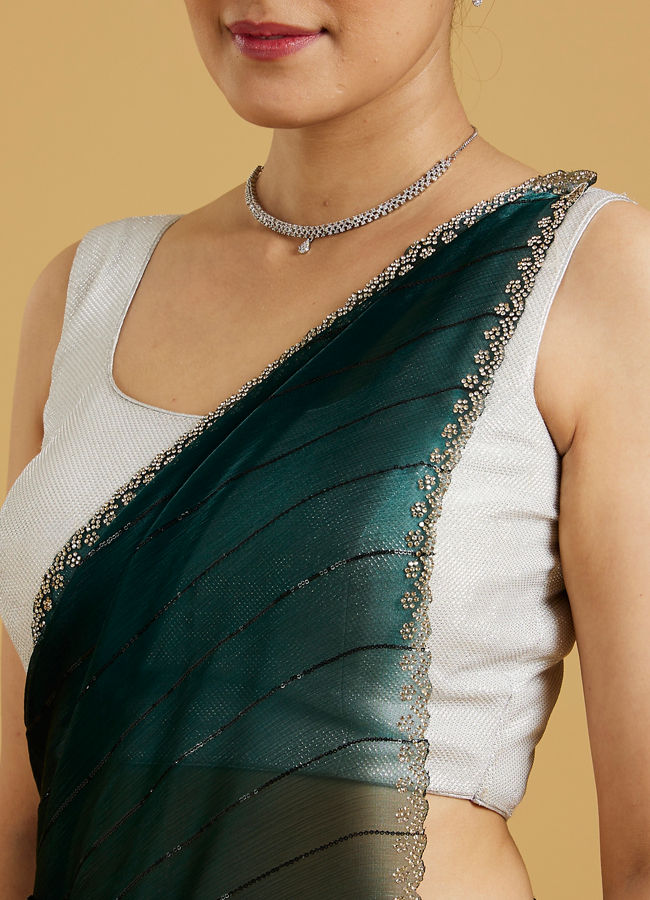 Mohey Women Timeless Tranquility Green Saree image number 3