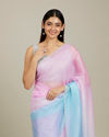Mohey Women Enchanting Blue-Pink Organza Saree