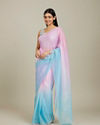 Mohey Women Enchanting Blue-Pink Organza Saree