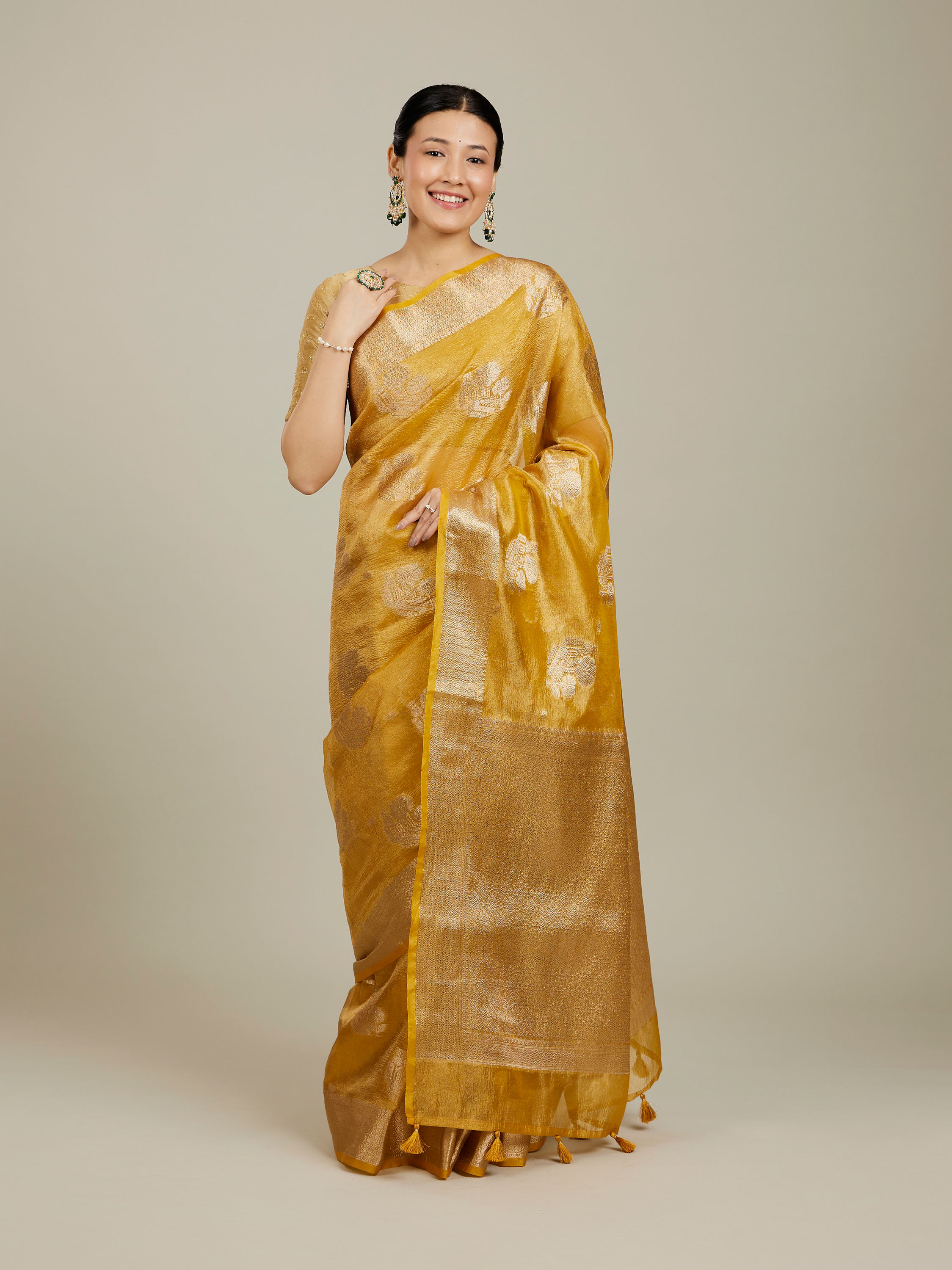 Mohey Women Mustard Yellow Enchantress Saree