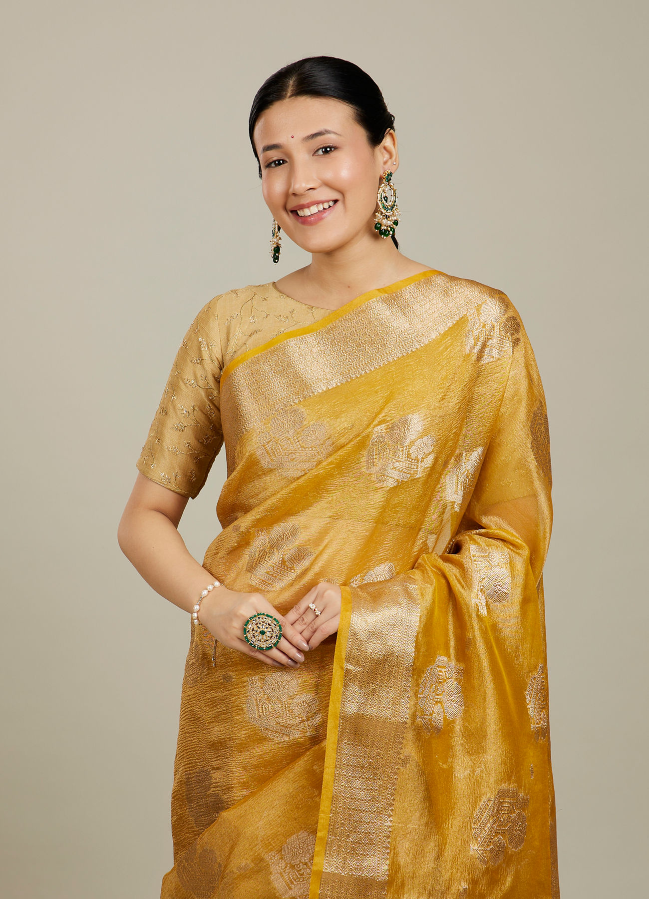 Mohey Women Mustard Yellow Enchantress Saree