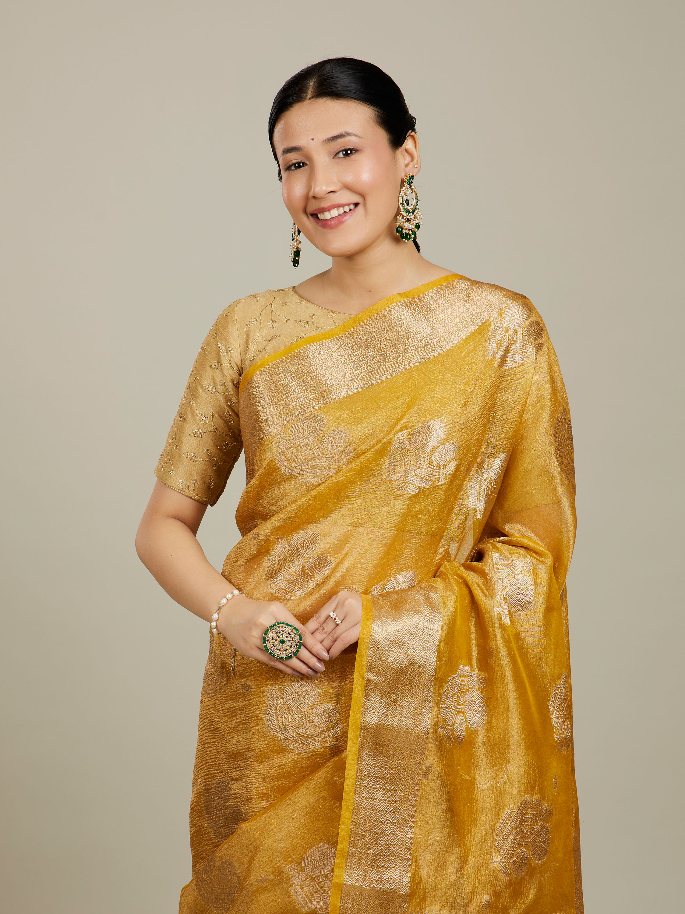 Mohey Women Mustard Yellow Enchantress Saree