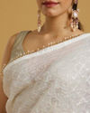 Mohey Women Ethereal Cream Organza Saree