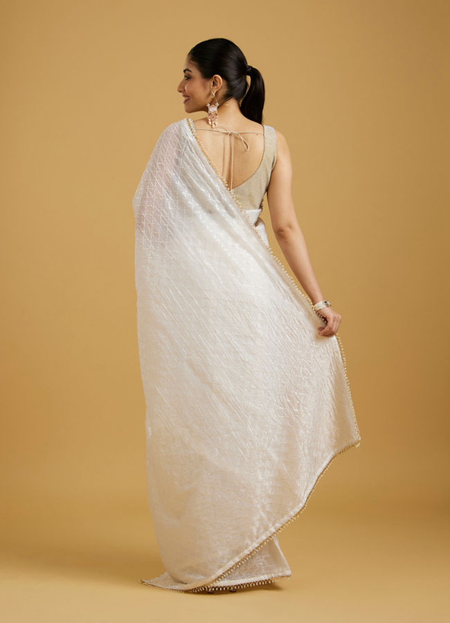 Mohey Women Ethereal Cream Organza Saree