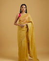 Mohey Women Glowing Sunshine Yellow Organza Saree image number 0