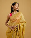 Mohey Women Glowing Sunshine Yellow Organza Saree image number 1