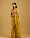 Mohey Women Glowing Sunshine Yellow Organza Saree image number 2