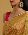 Mohey Women Glowing Sunshine Yellow Organza Saree image number 3