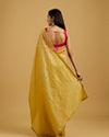 Mohey Women Glowing Sunshine Yellow Organza Saree image number 4