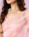 Mohey Women Effervescent Pink Organza Saree