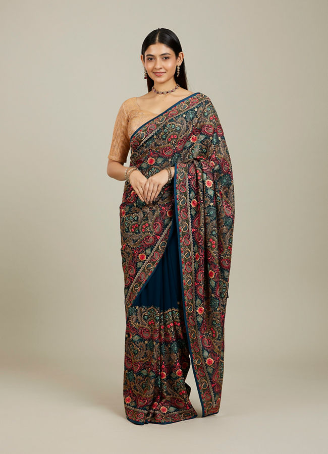 Mohey Women Azure Elegance Georgette Saree image number 0