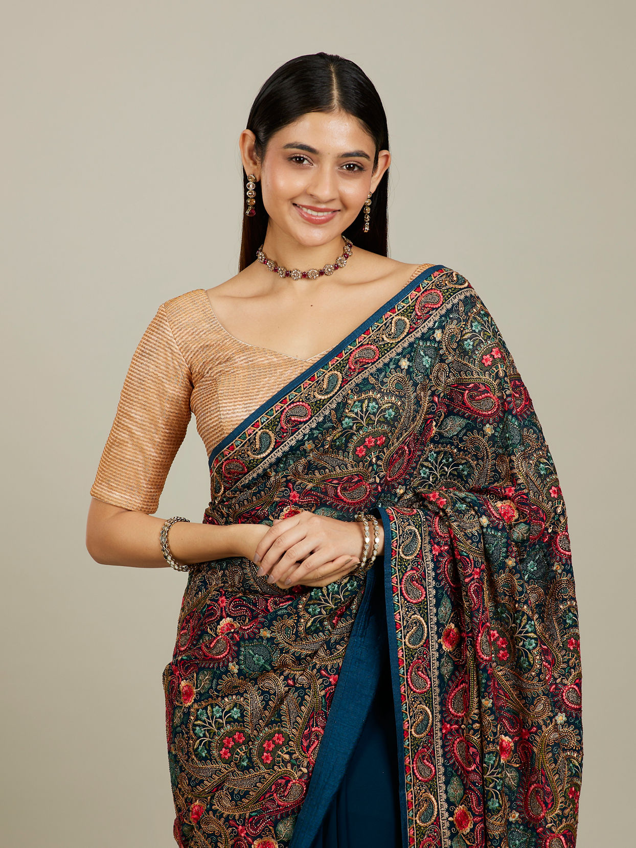 Mohey Women Azure Elegance Georgette Saree