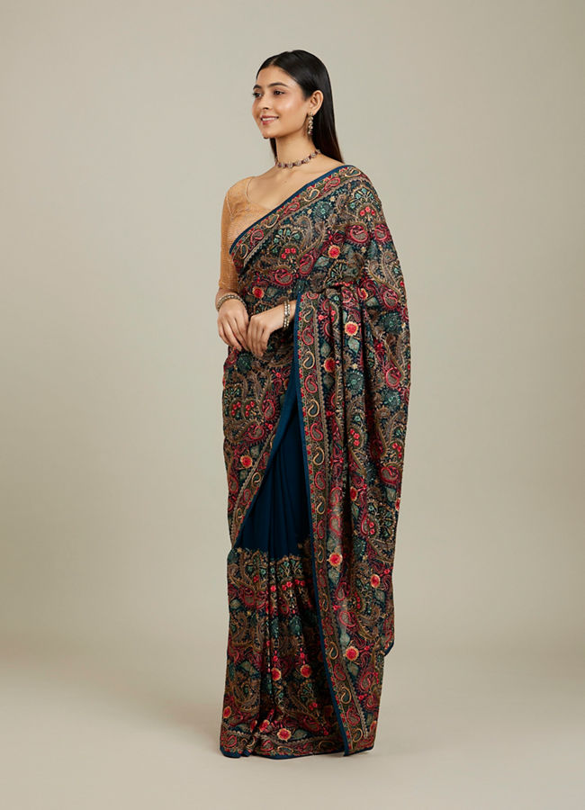 Mohey Women Azure Elegance Georgette Saree