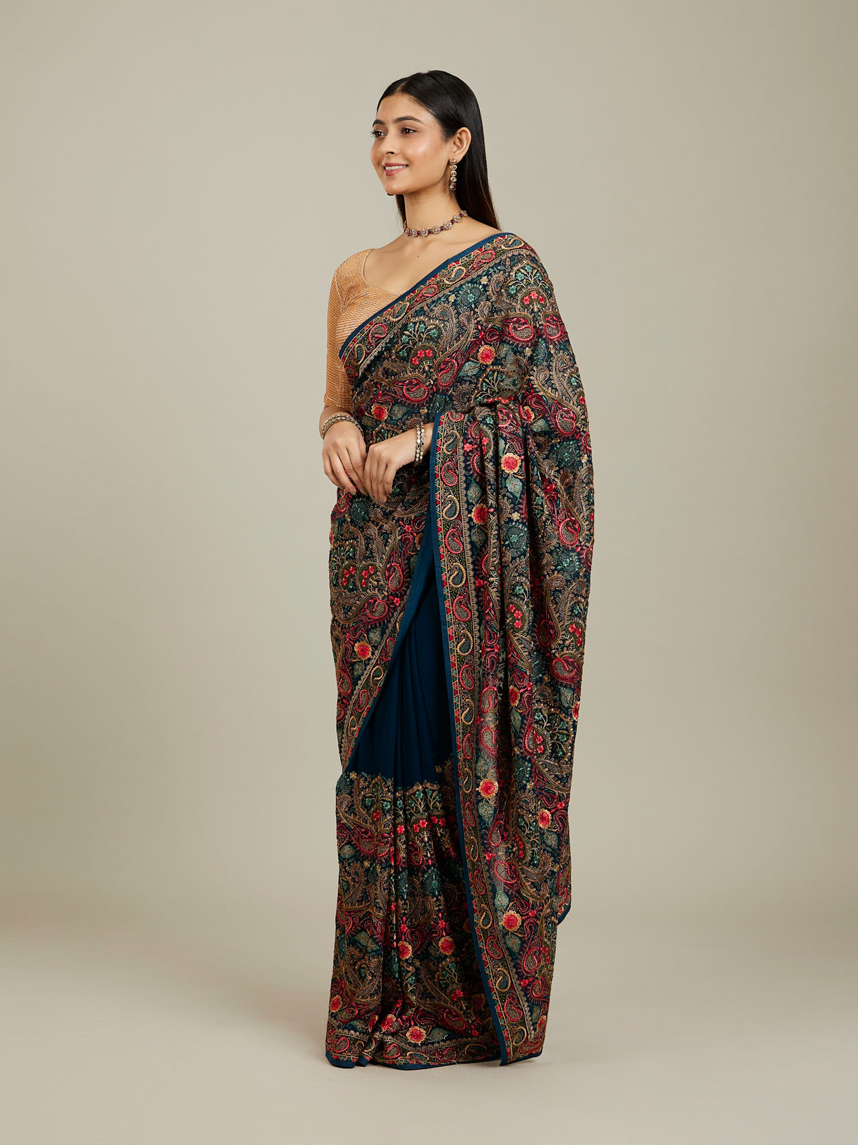 Mohey Women Azure Elegance Georgette Saree