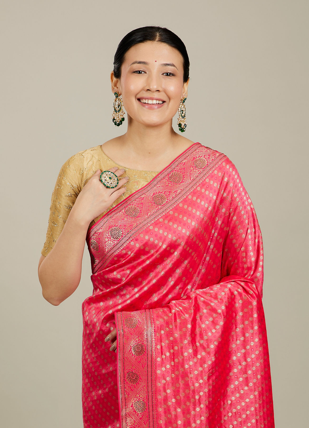 Mohey Women Pink Festive Charm Saree
