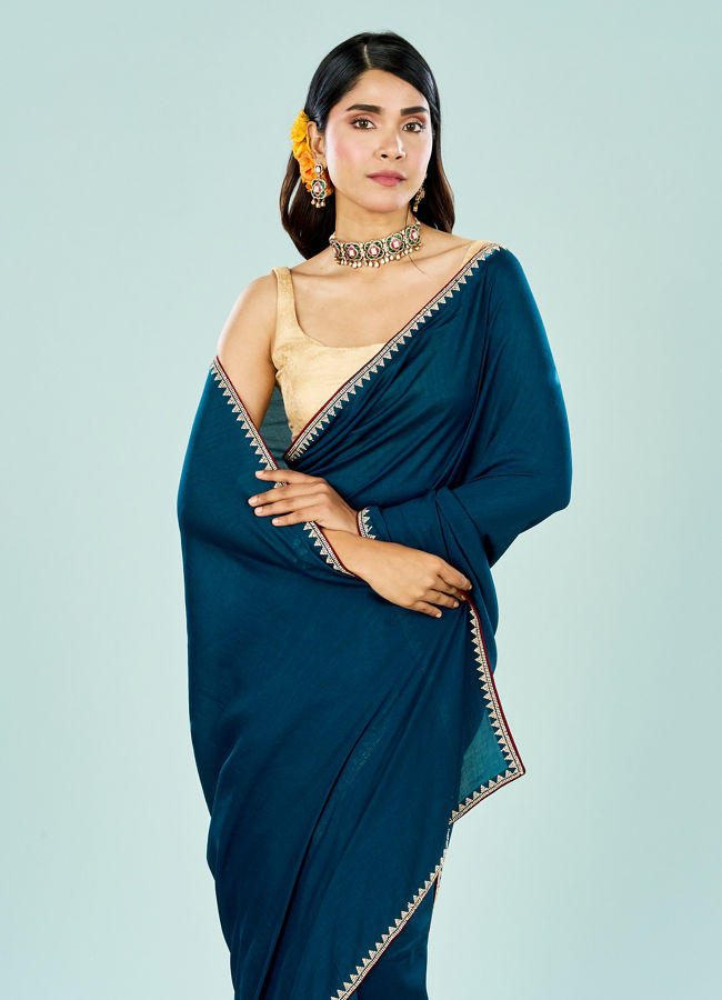 Mohey Women Elegant Blue Saree