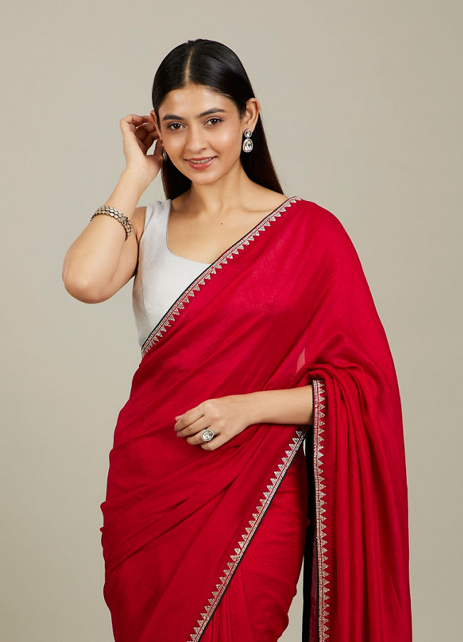 Mohey Women Red Radiance Silk Saree image number 1