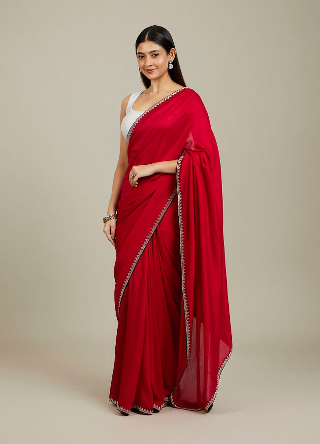 Mohey Women Red Radiance Silk Saree image number 2