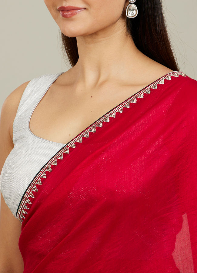 Mohey Women Red Radiance Silk Saree image number 3