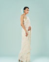 Mohey Women Elegant Cream Organza Saree