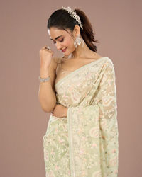 Mohey Women Enchanting Pista Green Saree