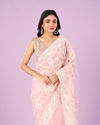 Mohey Women Enchanting Pink Organza Saree