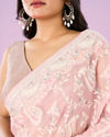 Mohey Women Enchanting Pink Organza Saree