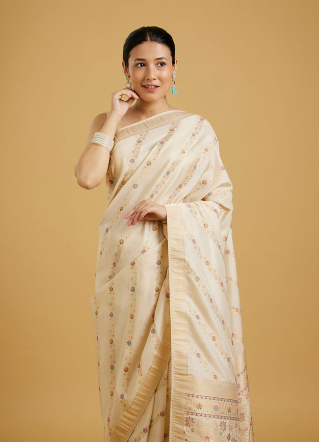 Mohey Women Cream Radiant Elegance Saree image number 1