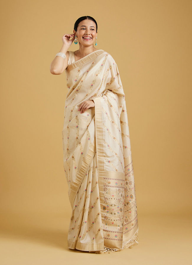 Mohey Women Cream Radiant Elegance Saree image number 0