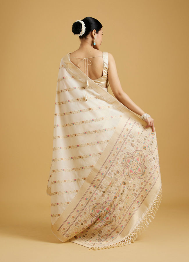 Mohey Women Cream Radiant Elegance Saree image number 4