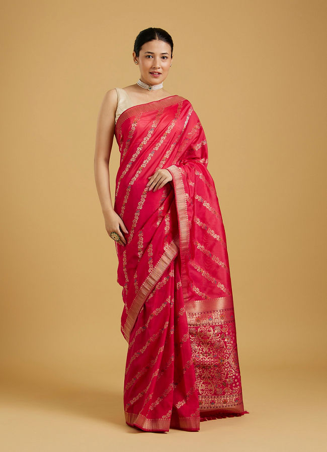 Mohey Women Ravishing Rani Colored Saree image number 0